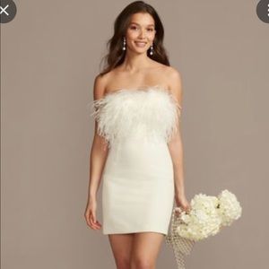 DB Studio White Feather Dress Small